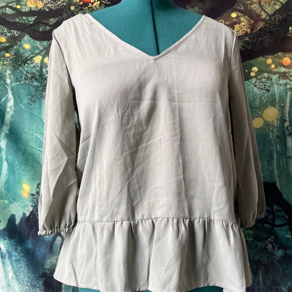 NWT Buckle open-back lace-up drop-waist blouse Sz M (#259) - Picture 2 of 3
